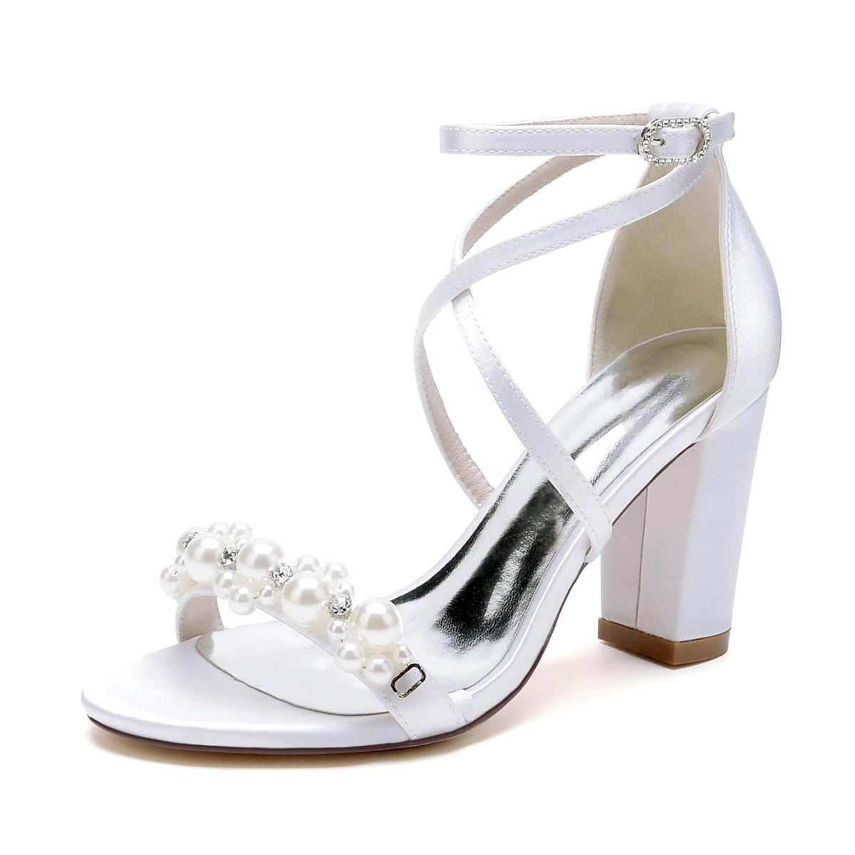 Chunky Heel 8.5cm Silk-Like Shoes CK0447 - COCOMELODY