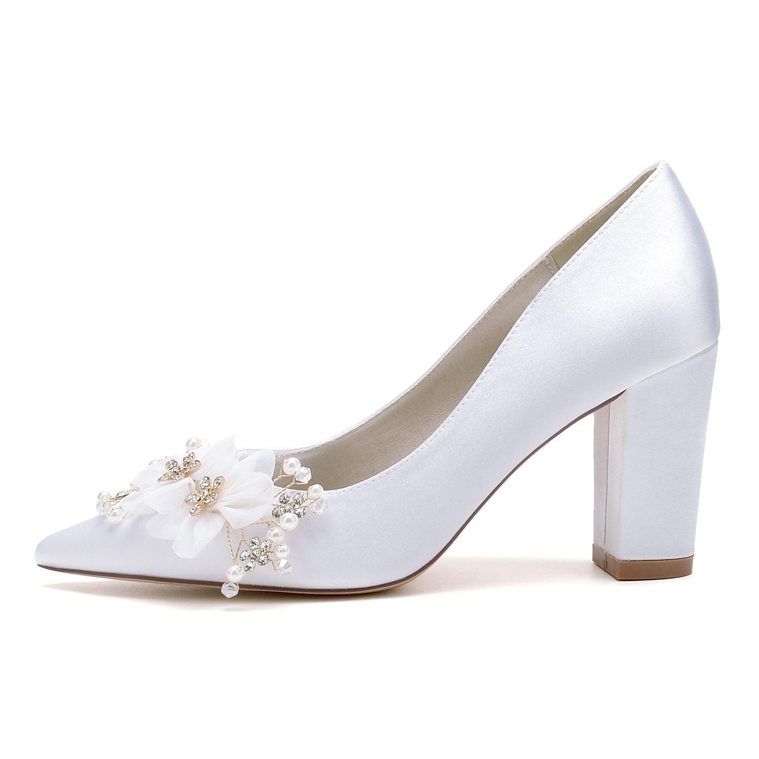 Chunky Heel 8.5cm Silk-Like Shoes CK0459 - COCOMELODY