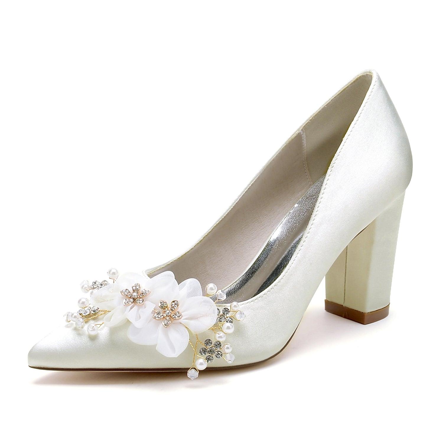 Chunky Heel 8.5cm Silk-Like Shoes CK0459 - COCOMELODY