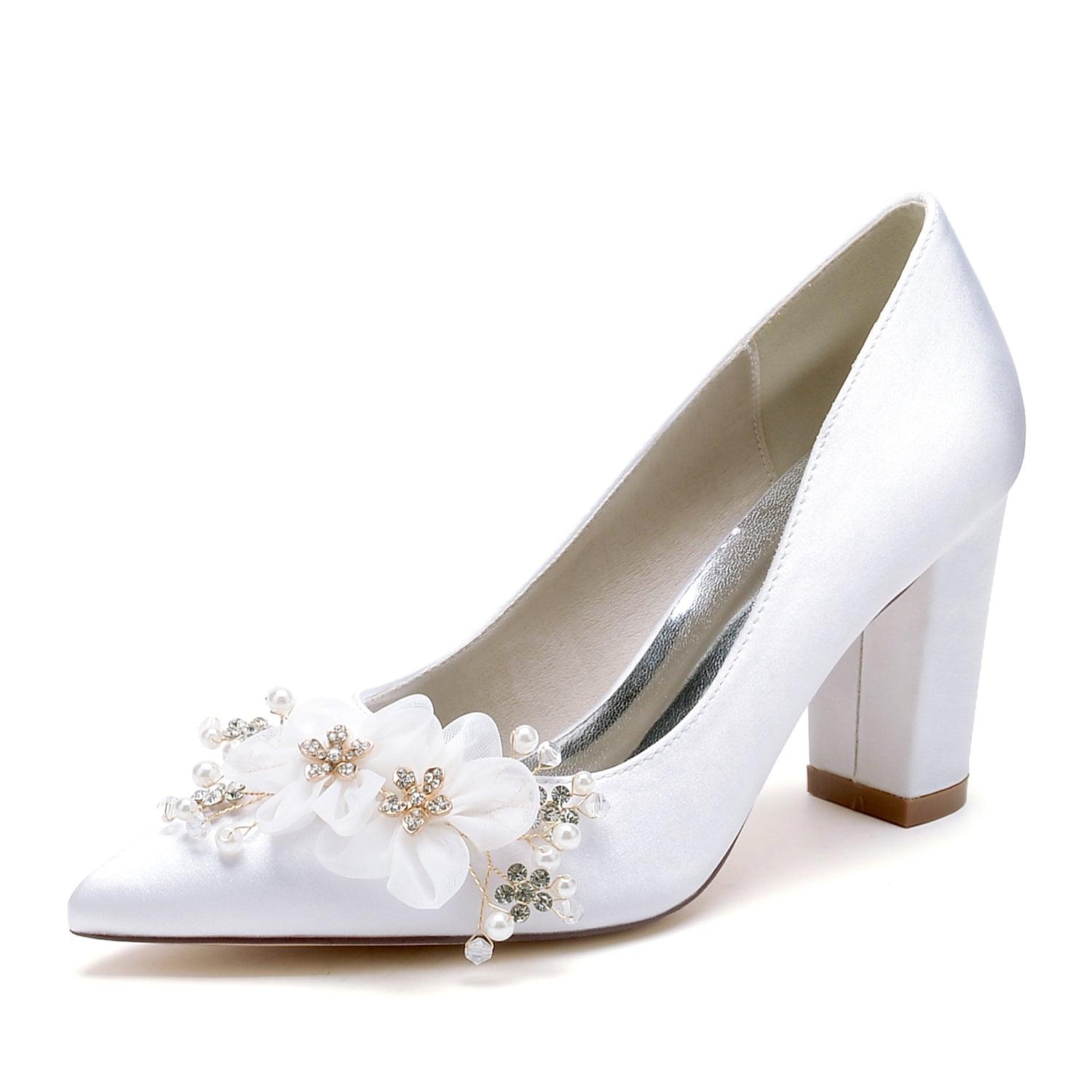 Chunky Heel 8.5cm Silk-Like Shoes CK0459 - COCOMELODY