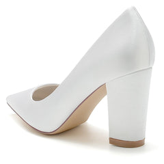 Chunky Heel 8.5cm Silk-Like Shoes CK0460 - COCOMELODY