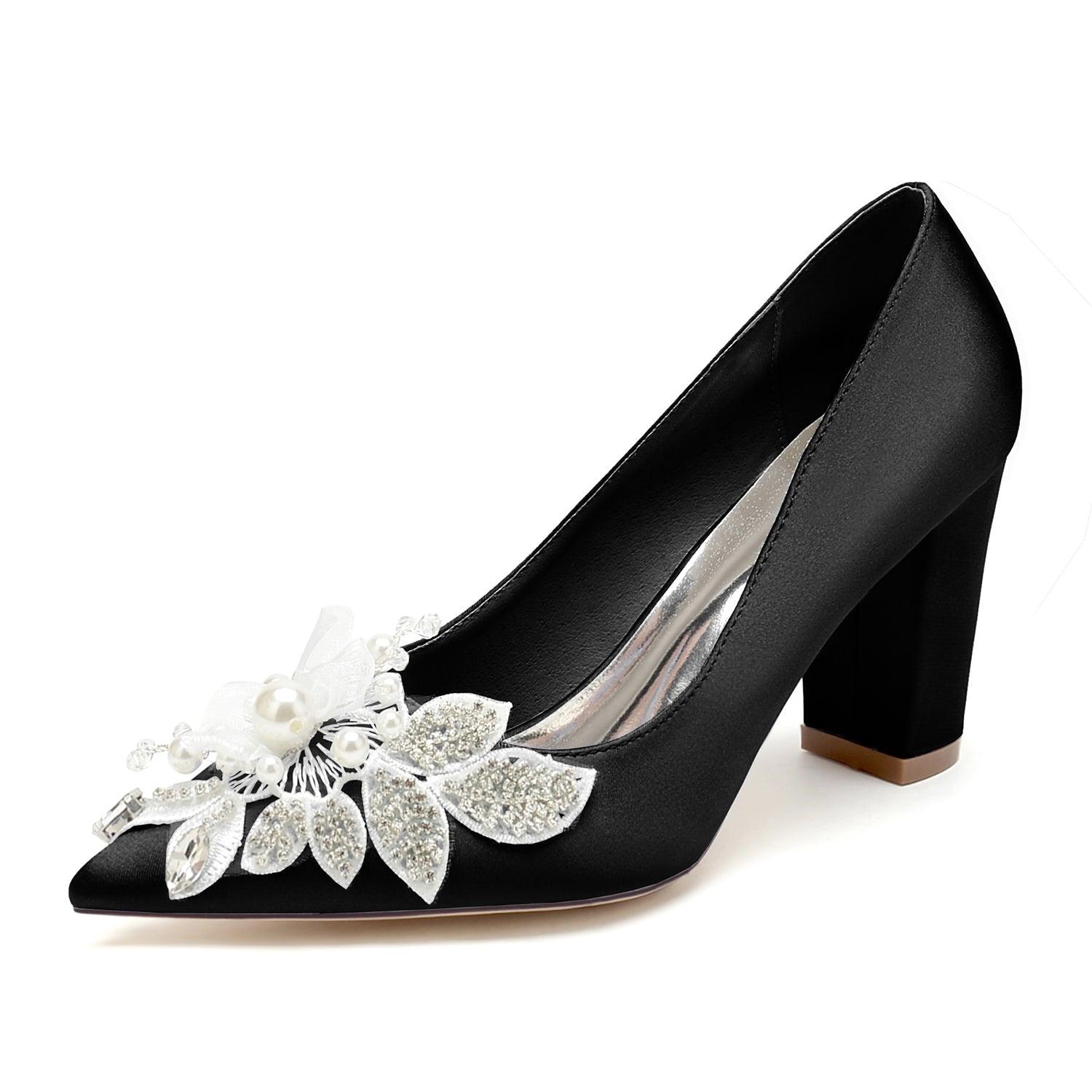 Chunky Heel 8.5cm Silk-Like Shoes CK0460 - COCOMELODY