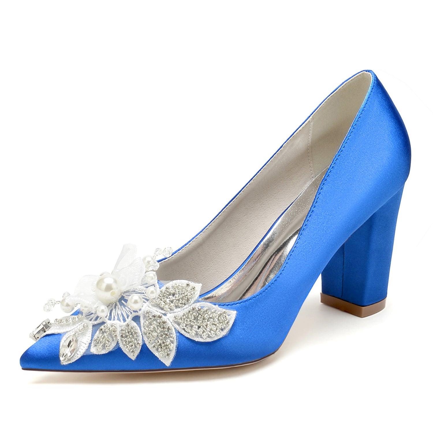 Chunky Heel 8.5cm Silk-Like Shoes CK0460 - COCOMELODY