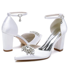 Chunky Heel 8.5cm Silk-Like Shoes CK0461 - COCOMELODY