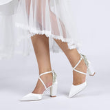 Chunky Heel 8.5cm Silk-Like Shoes CK0462 - COCOMELODY