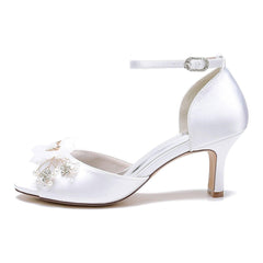Chunky Heel 6.5cm Silk-Like Shoes CK0464 - COCOMELODY