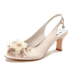 Chunky Heel 6.5cm Silk-Like Shoes CK0465 - COCOMELODY