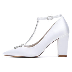 Chunky Heel 8.5cm Silk-Like Shoes CK0468 - COCOMELODY