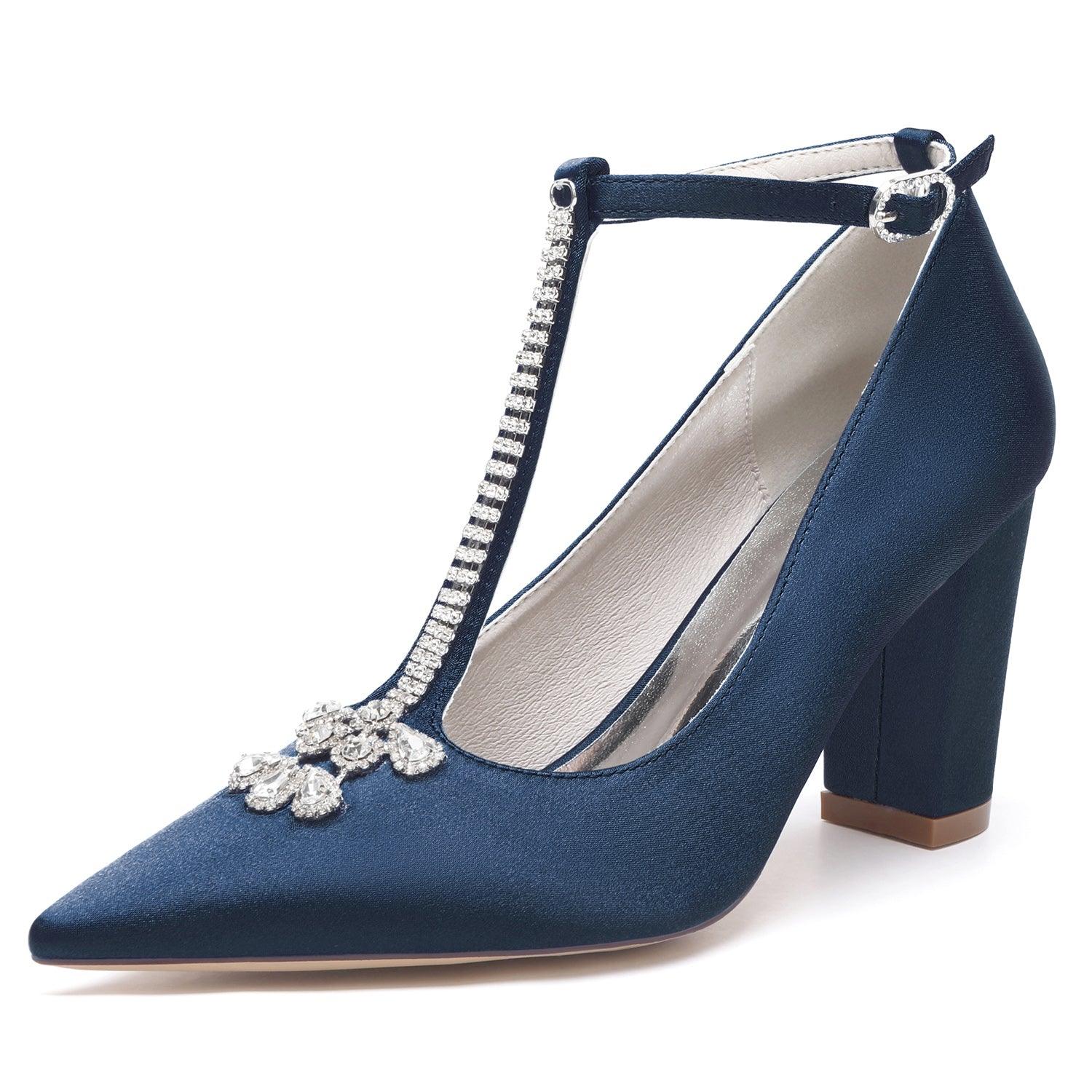 Chunky Heel 8.5cm Silk-Like Shoes CK0468 - COCOMELODY