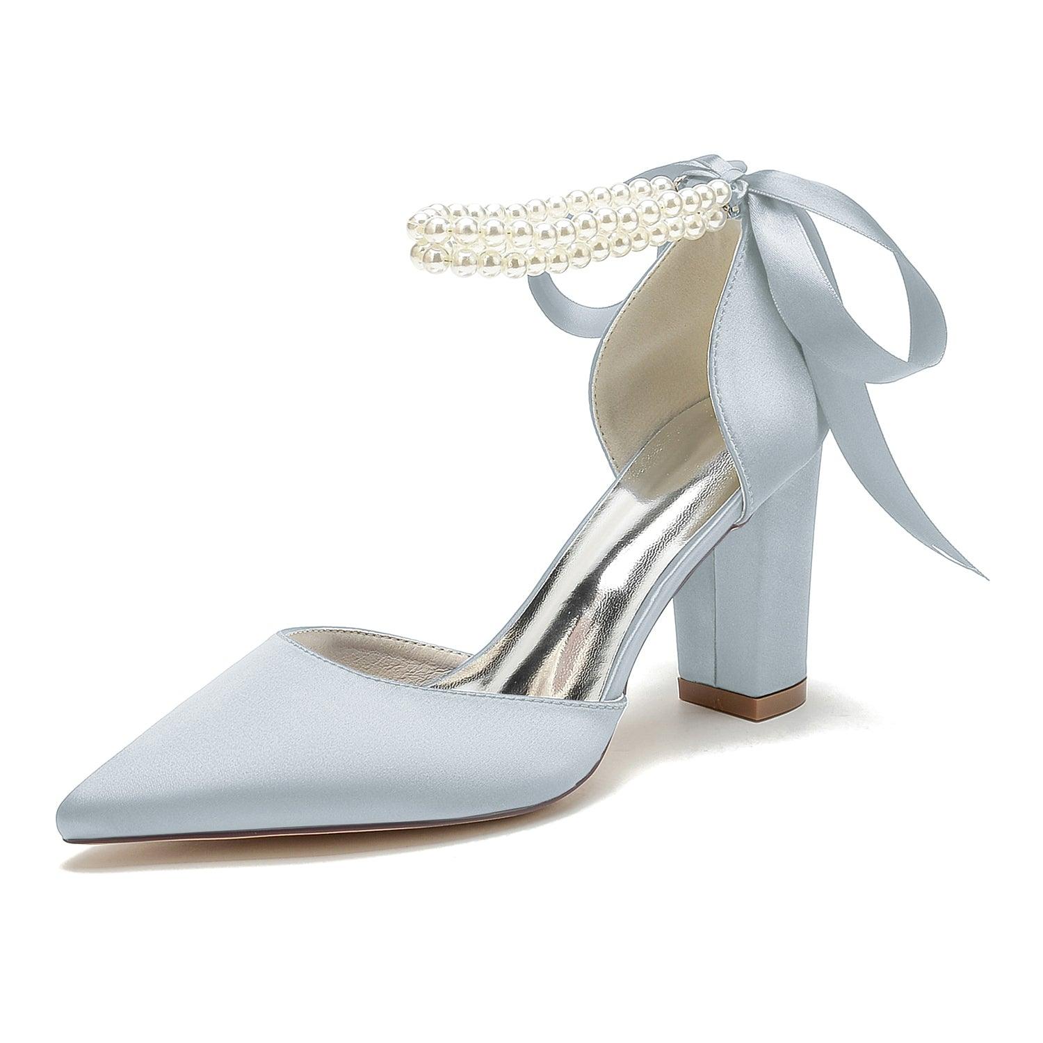 Chunky Heel 8.5cm Silk-Like Shoes CK0487 - COCOMELODY