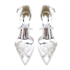 Chunky Heel 8.5cm Silk-Like Shoes CK0488 - COCOMELODY