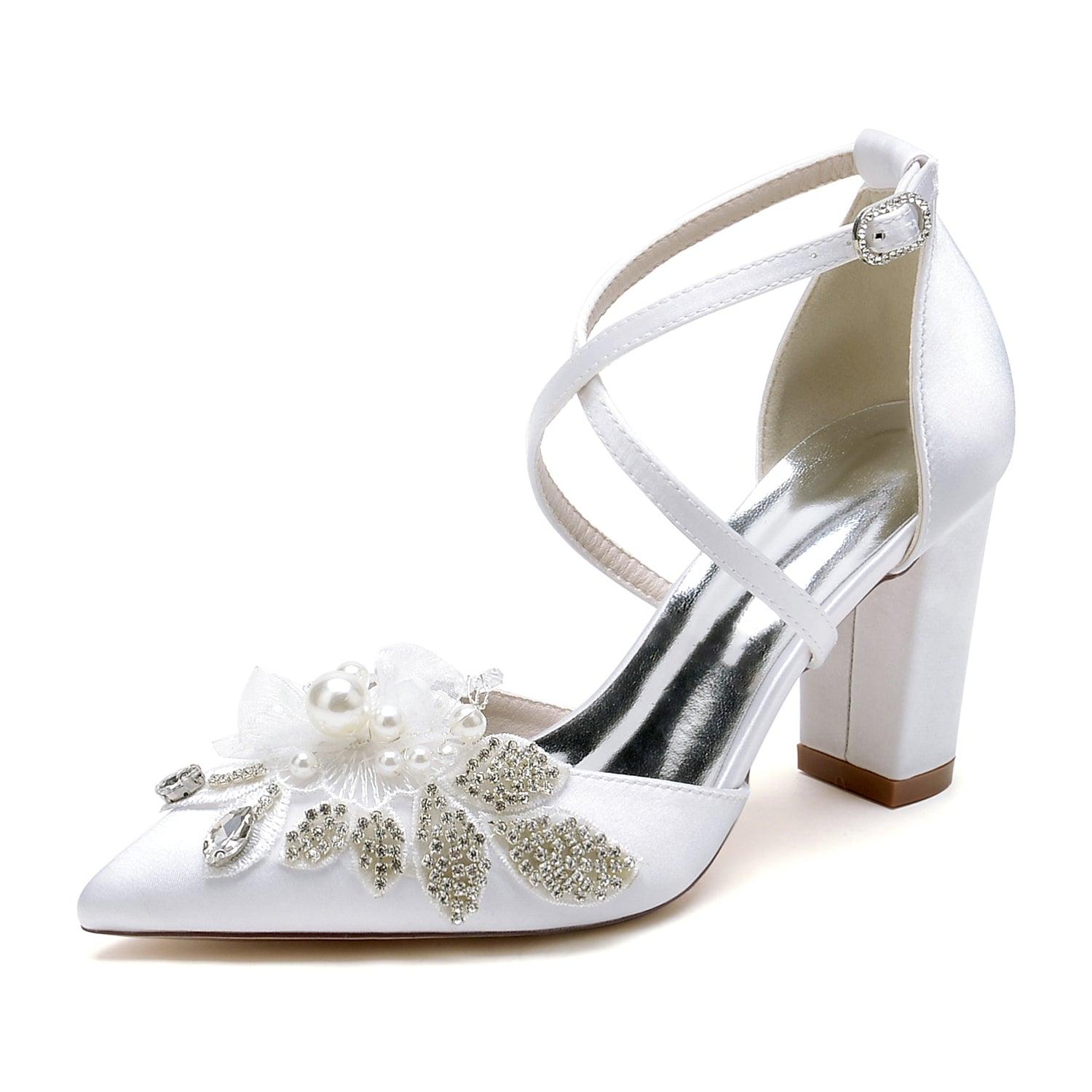 Chunky Heel 8.5cm Silk-Like Shoes CK0488 - COCOMELODY