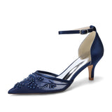 Stiletto Heel 6cm Lace Silk-Like Pearl Embroidered Mesh Shoes CK0494