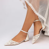 Lace Silk-Like Pearl Embroidered Mesh Flat Shoes CK0495