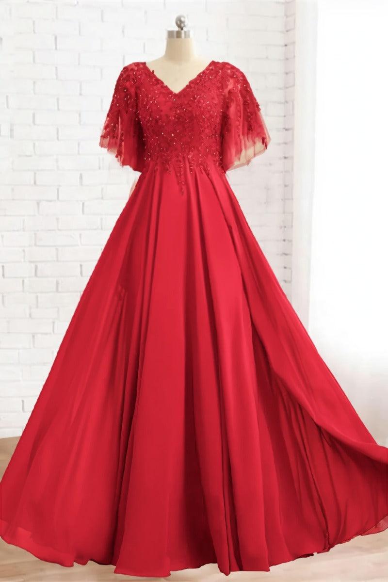 A-Line Floor Length Chiffon Mother Dress CM0079 - COCOMELODY