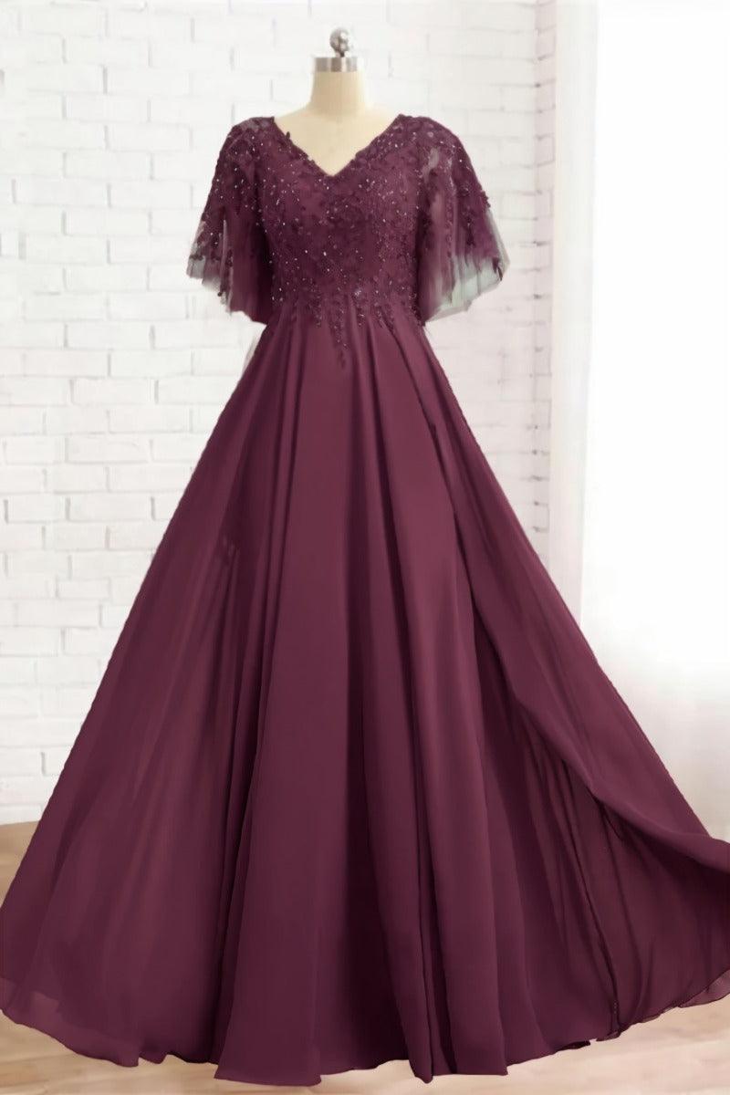 A-Line Floor Length Chiffon Mother Dress CM0079 - COCOMELODY