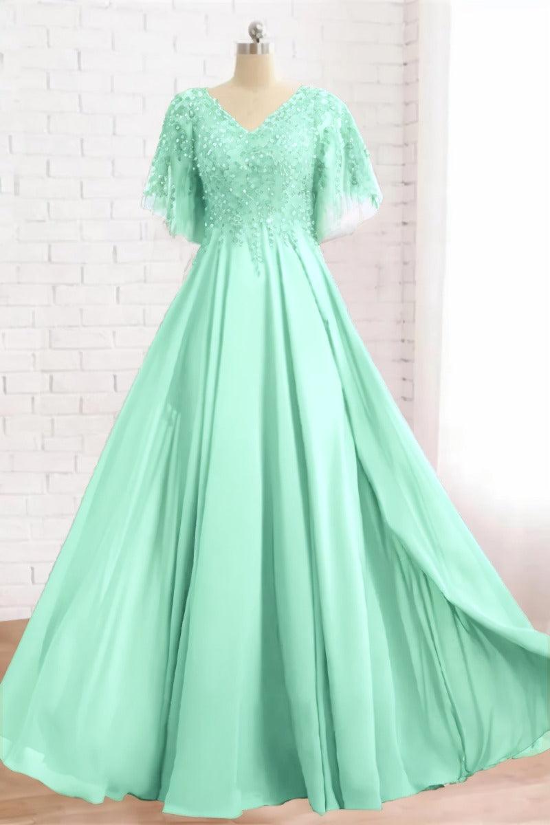 A-Line Floor Length Chiffon Mother Dress CM0079 - COCOMELODY