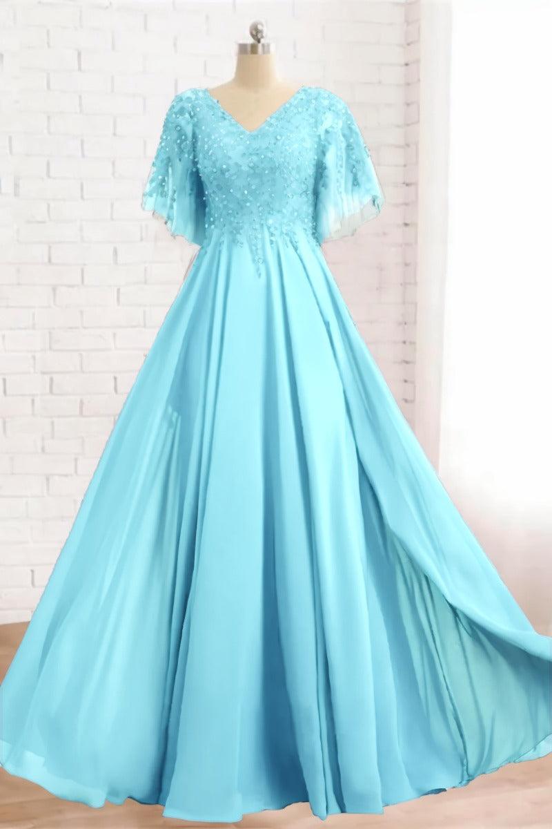 A-Line Floor Length Chiffon Mother Dress CM0079 - COCOMELODY