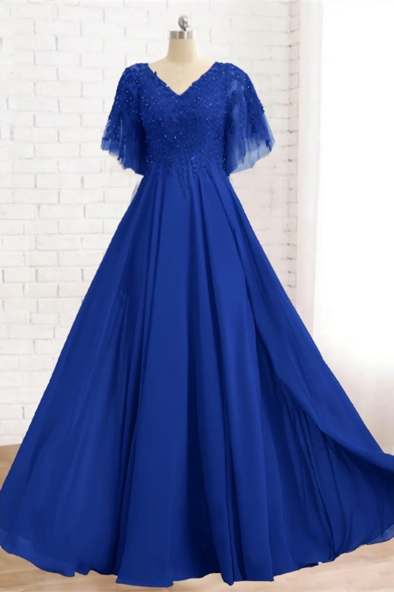 A-Line Floor Length Chiffon Mother Dress CM0079 - COCOMELODY
