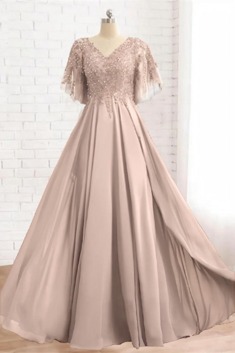 A-Line Floor Length Chiffon Mother Dress CM0079 - COCOMELODY