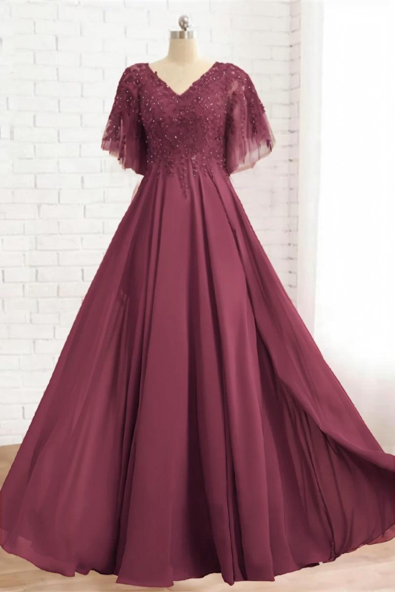 A-Line Floor Length Chiffon Mother Dress CM0079 - COCOMELODY