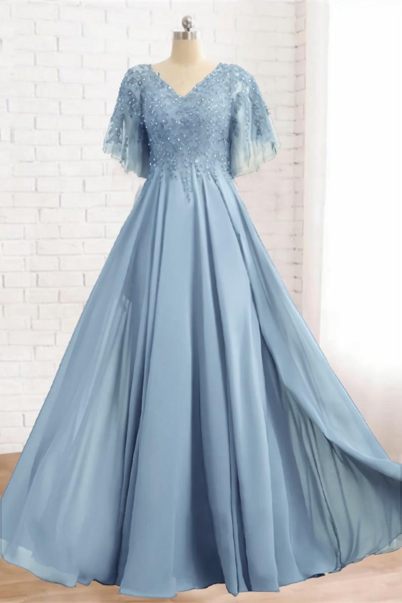 A-Line Floor Length Chiffon Mother Dress CM0079 - COCOMELODY