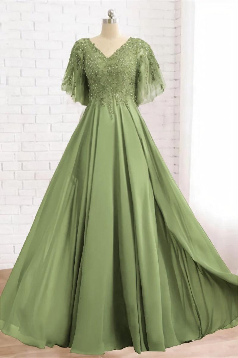 A-Line Floor Length Chiffon Mother Dress CM0079 - COCOMELODY