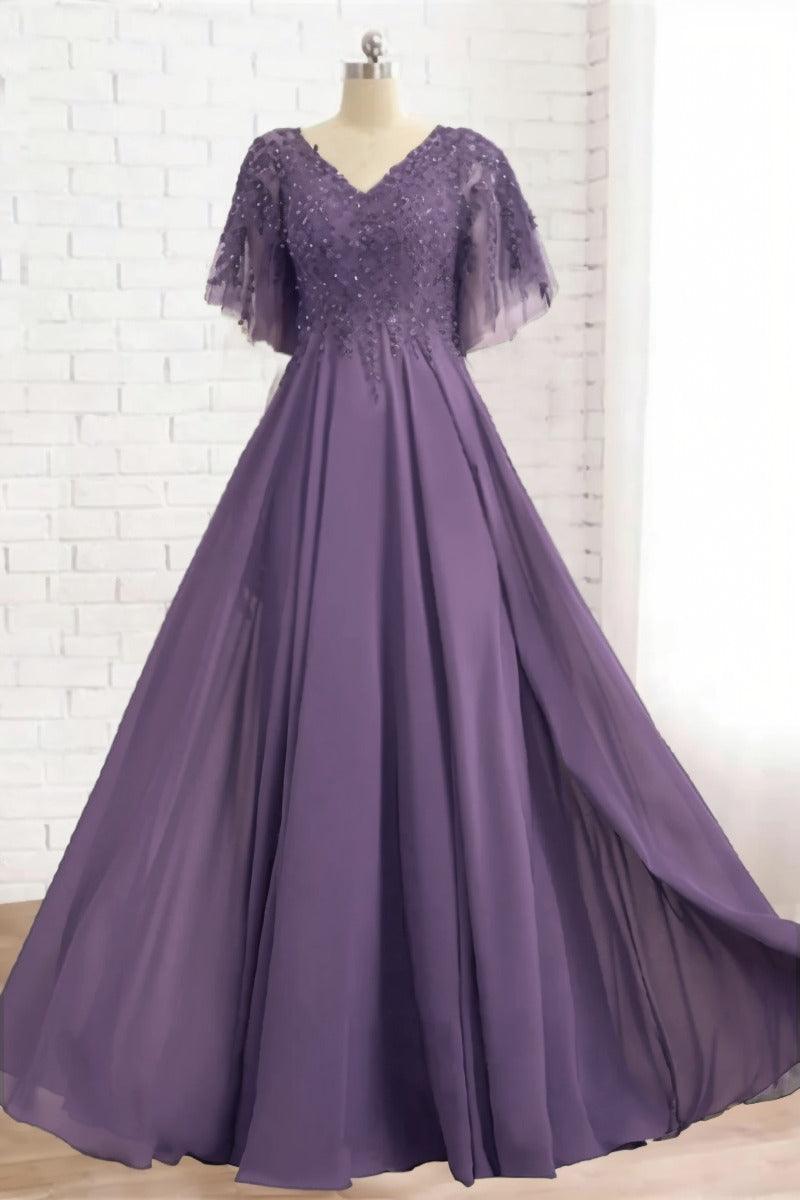 A-Line Floor Length Chiffon Mother Dress CM0079 - COCOMELODY