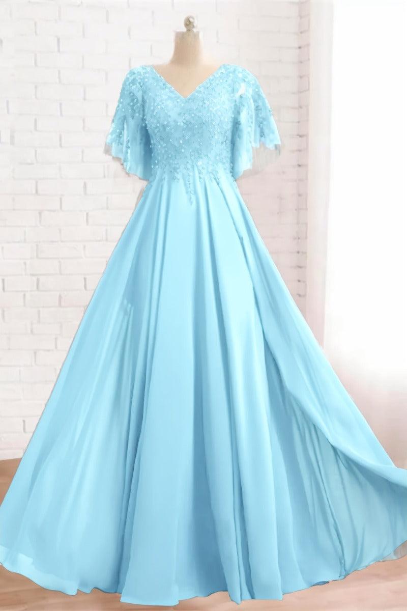 A-Line Floor Length Chiffon Mother Dress CM0079 - COCOMELODY