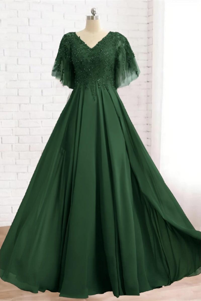 A-Line Floor Length Chiffon Mother Dress CM0079 - COCOMELODY