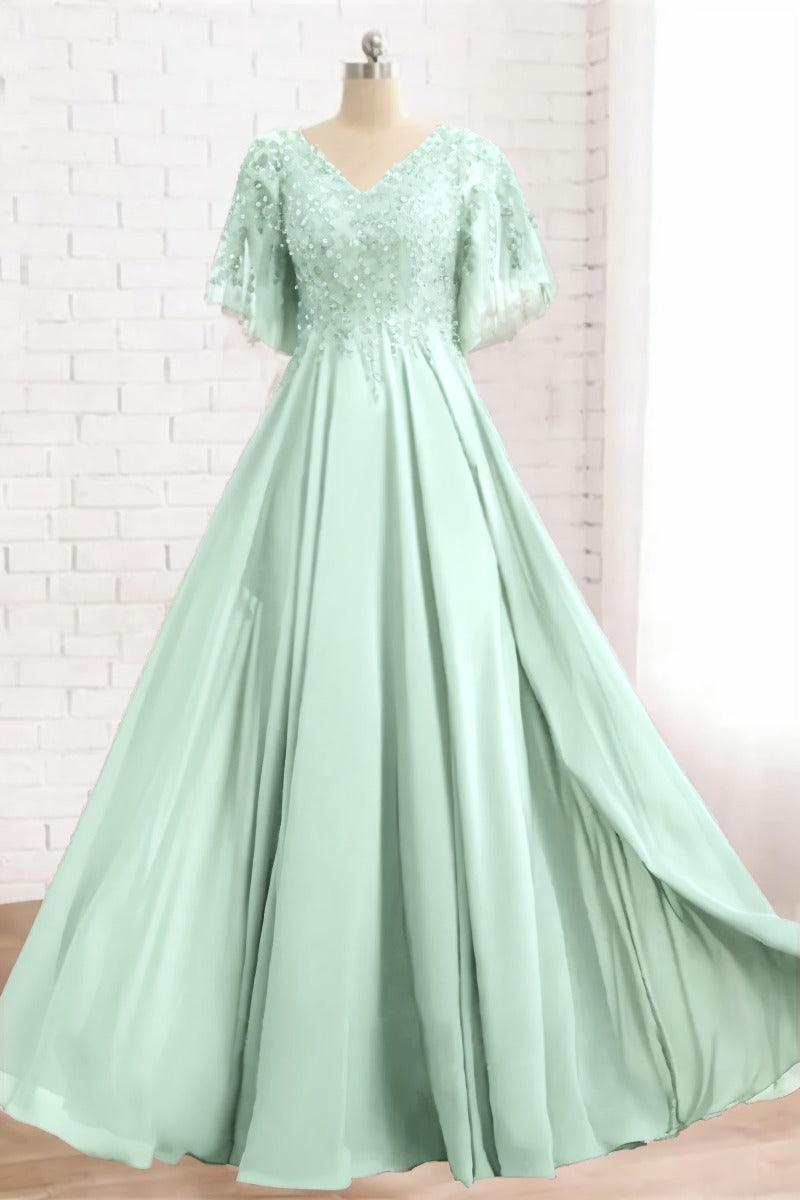 A-Line Floor Length Chiffon Mother Dress CM0079 - COCOMELODY