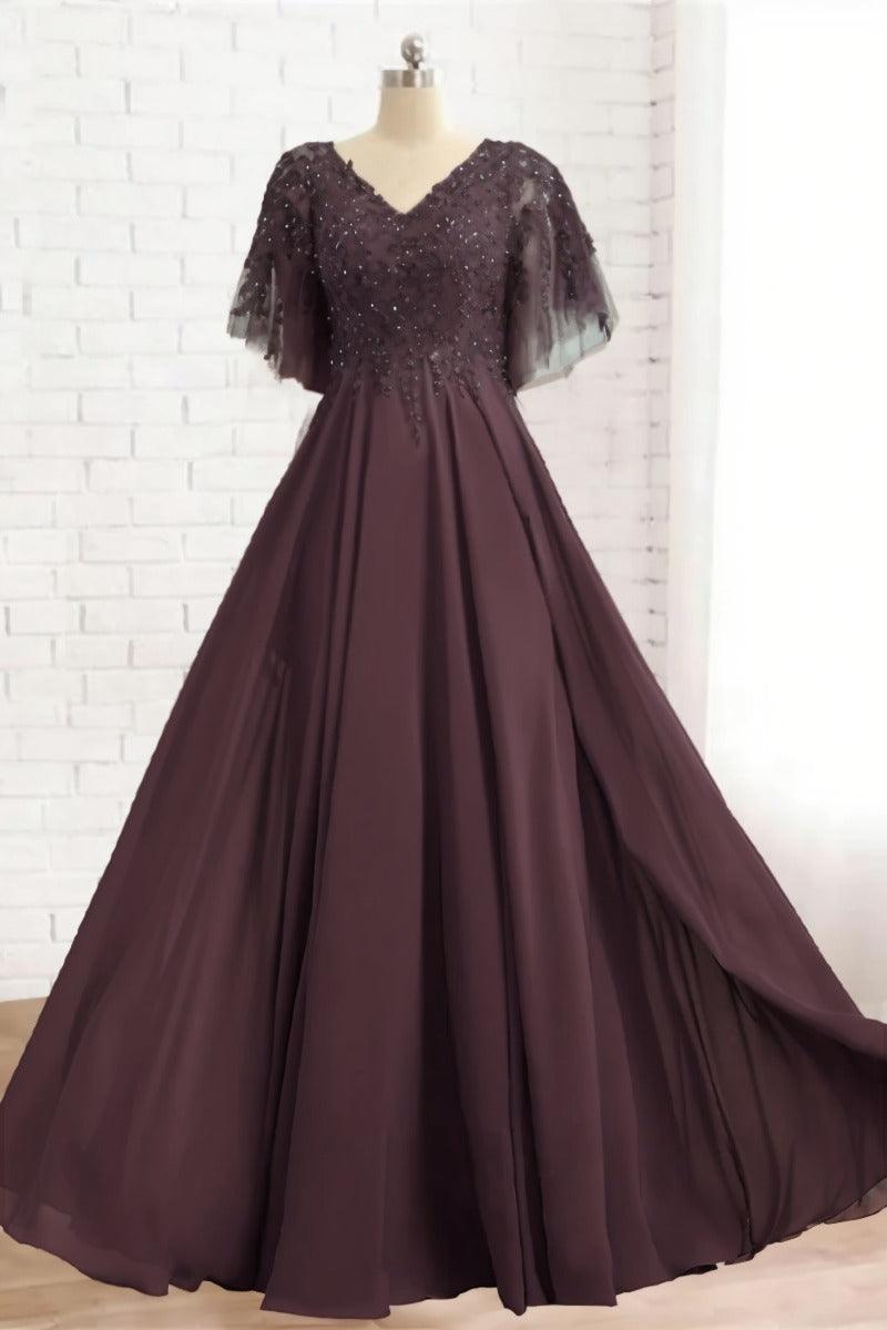 A-Line Floor Length Chiffon Mother Dress CM0079 - COCOMELODY