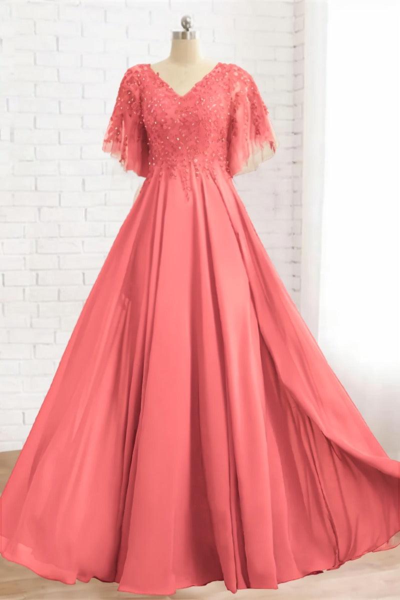A-Line Floor Length Chiffon Mother Dress CM0079 - COCOMELODY