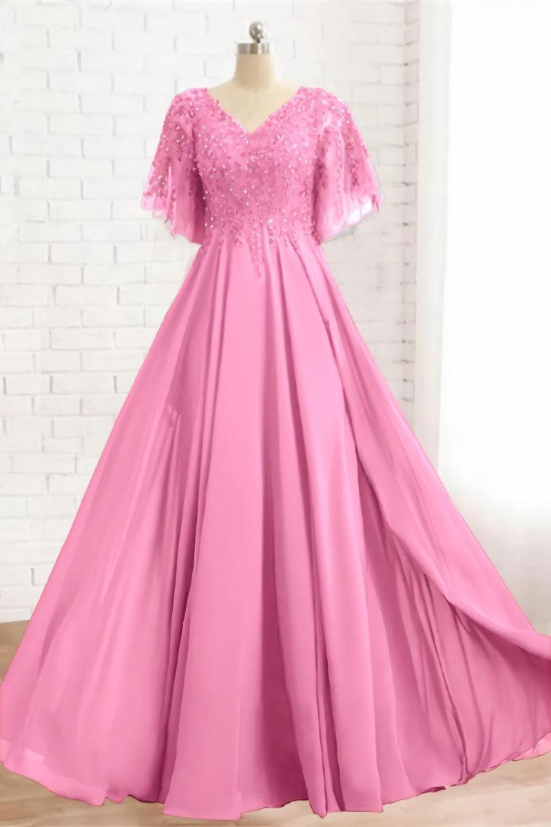 A-Line Floor Length Chiffon Mother Dress CM0079 - COCOMELODY
