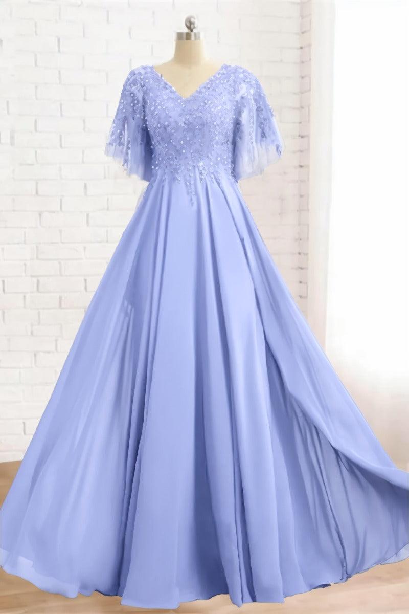 A-Line Floor Length Chiffon Mother Dress CM0079 - COCOMELODY