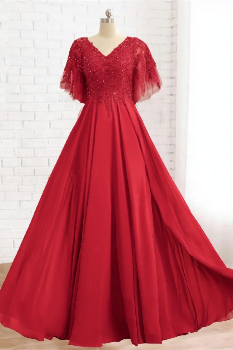 A-Line Floor Length Chiffon Mother Dress CM0079 - COCOMELODY