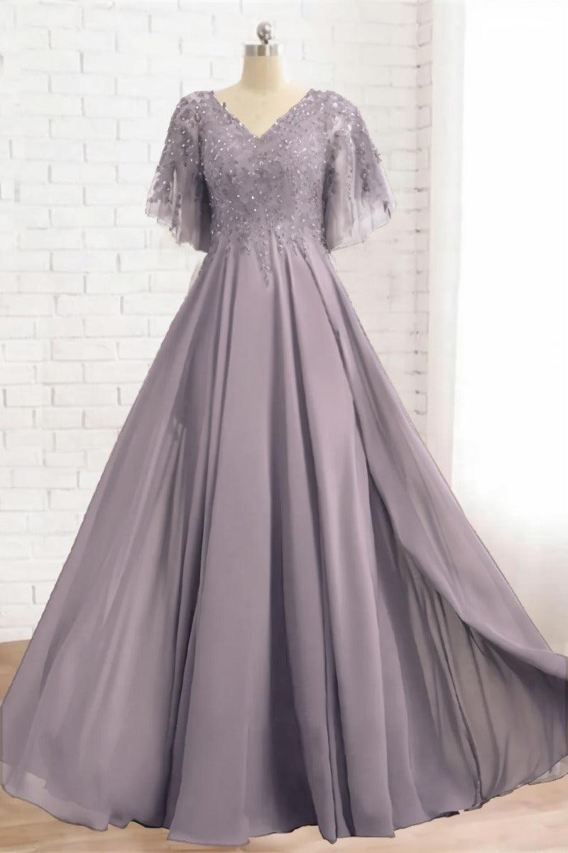 A-Line Floor Length Chiffon Mother Dress CM0079 - COCOMELODY