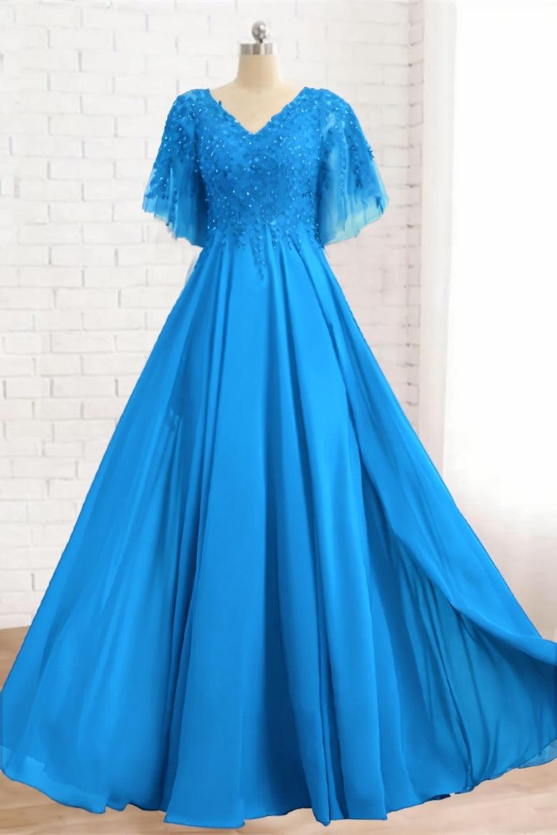 A-Line Floor Length Chiffon Mother Dress CM0079 - COCOMELODY