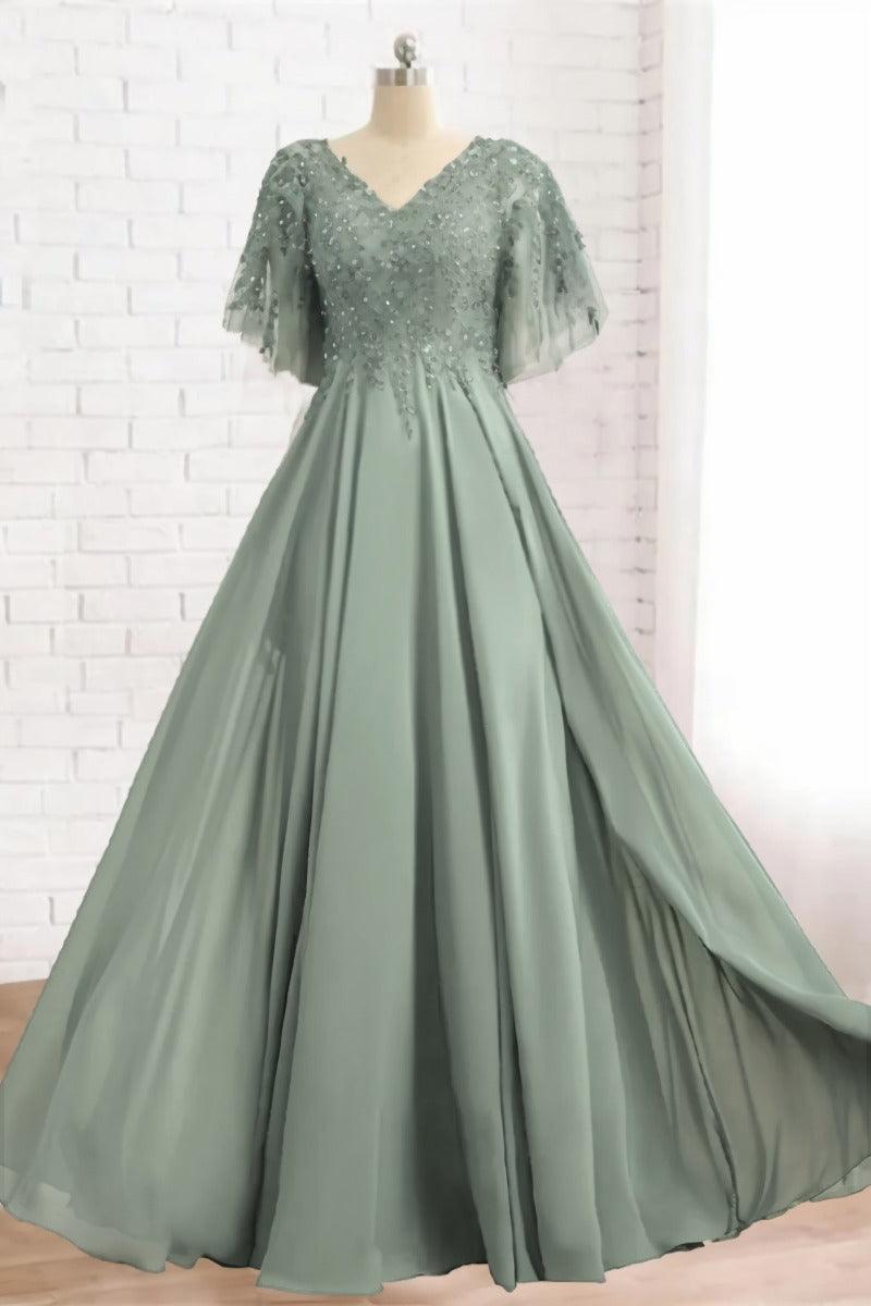 A-Line Floor Length Chiffon Mother Dress CM0079 - COCOMELODY