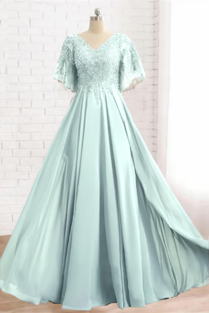 A-Line Floor Length Chiffon Mother Dress CM0079 - COCOMELODY