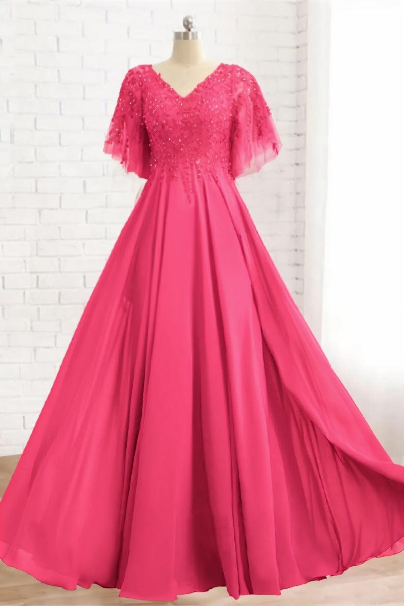 A-Line Floor Length Chiffon Mother Dress CM0079 - COCOMELODY