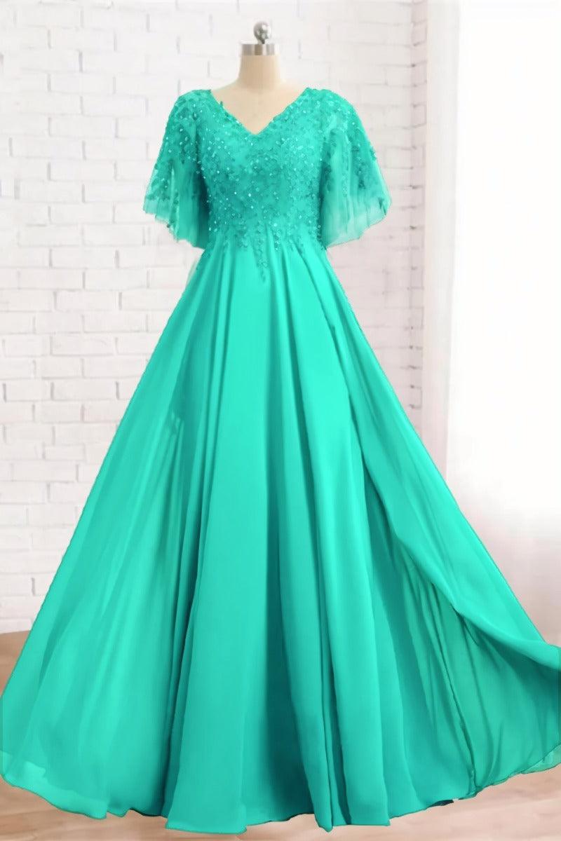 A-Line Floor Length Chiffon Mother Dress CM0079 - COCOMELODY