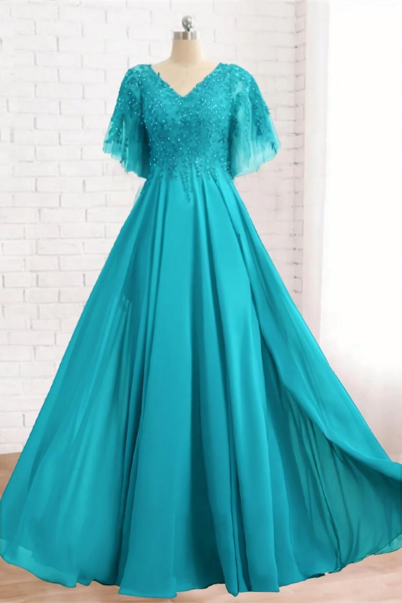 A-Line Floor Length Chiffon Mother Dress CM0079 - COCOMELODY