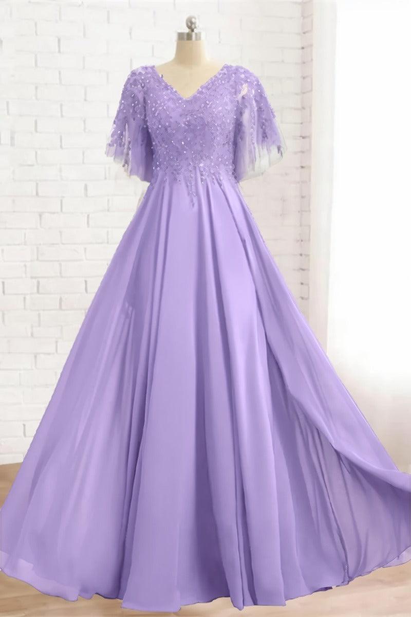 A-Line Floor Length Chiffon Mother Dress CM0079 - COCOMELODY