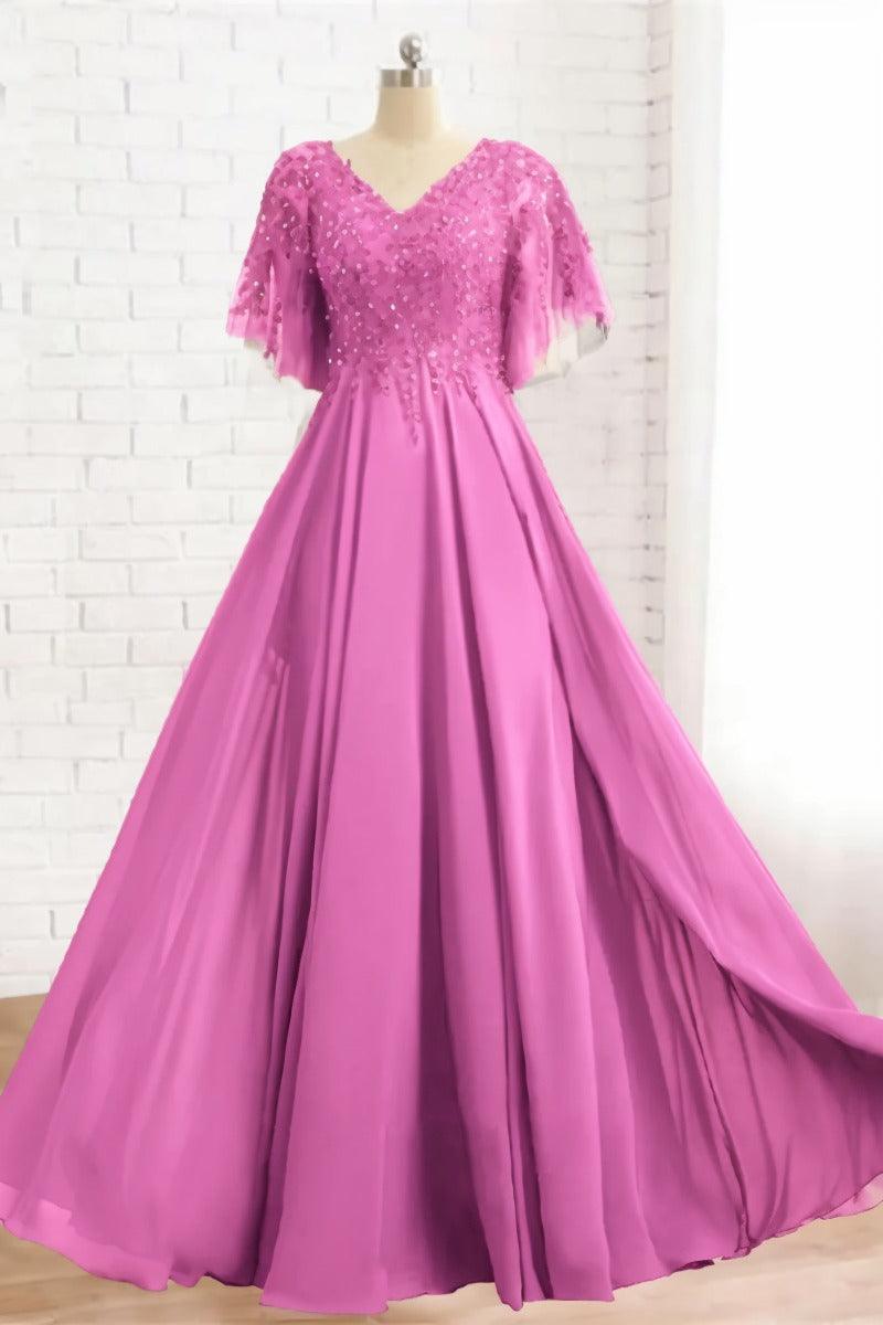 A-Line Floor Length Chiffon Mother Dress CM0079 - COCOMELODY