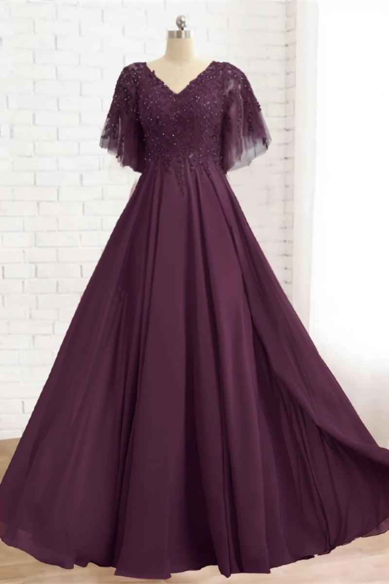 A-Line Floor Length Chiffon Mother Dress CM0079 - COCOMELODY
