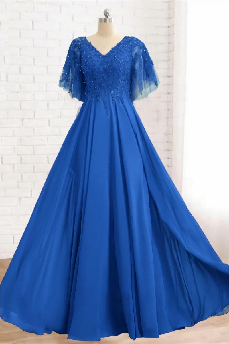 A-Line Floor Length Chiffon Mother Dress CM0079 - COCOMELODY