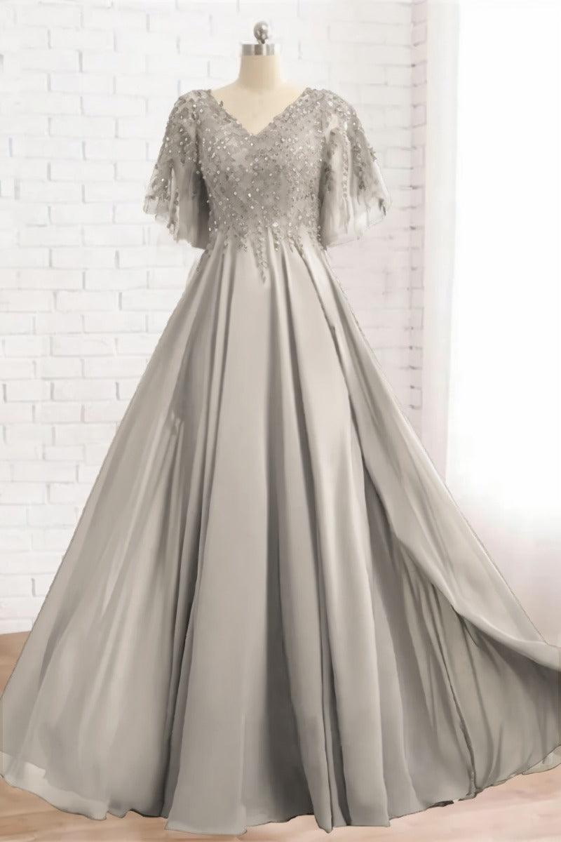 A-Line Floor Length Chiffon Mother Dress CM0079 - COCOMELODY