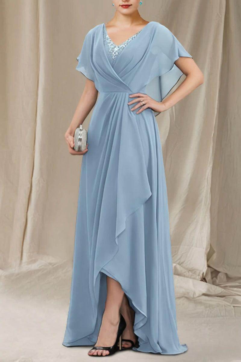 A-Line Sweep-Brush Train Chiffon Mother Dress CM0080 - COCOMELODY