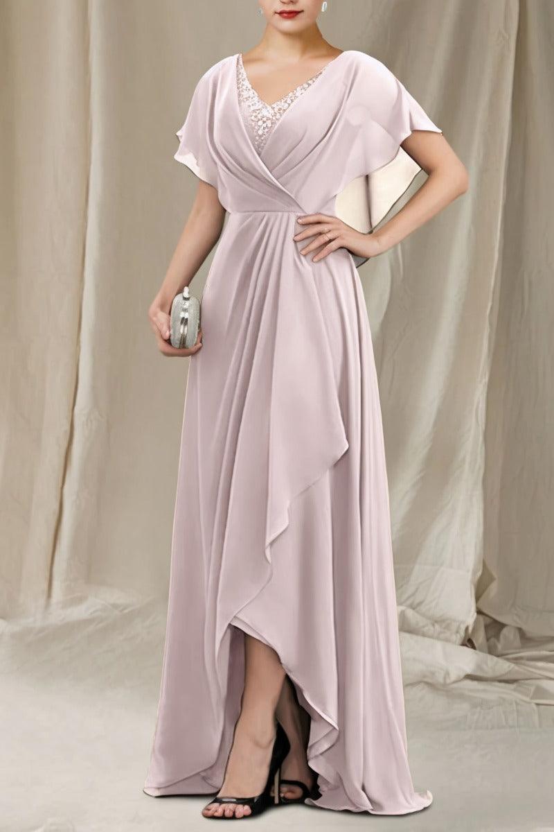 A-Line Sweep-Brush Train Chiffon Mother Dress CM0080 - COCOMELODY